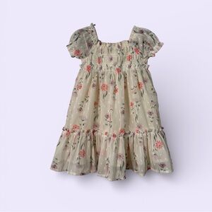 Shabby Chic Floral Dress - Cream and Pink